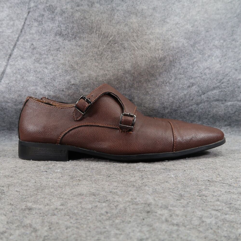 Madden Shoe Men 8.5 Oxford Double Monk Strap Buckle Cap Toe Classic Formal Brown - Picture 16 of 16